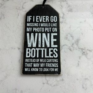 Humorous Black Wooden Wine Bottle Tag